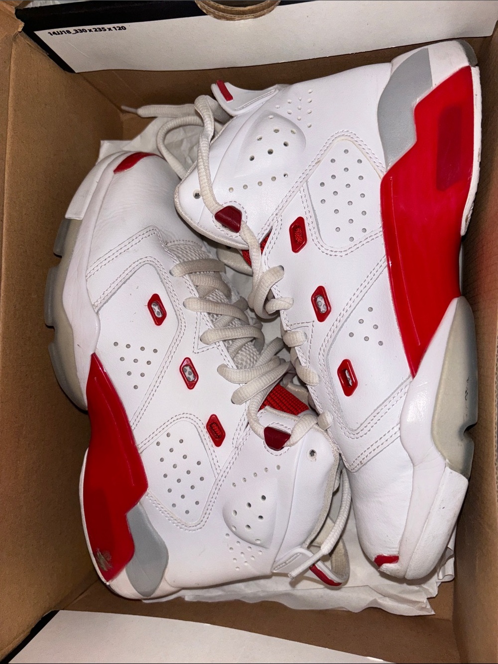 Jordan White and Red Retro Basketball Sneakers